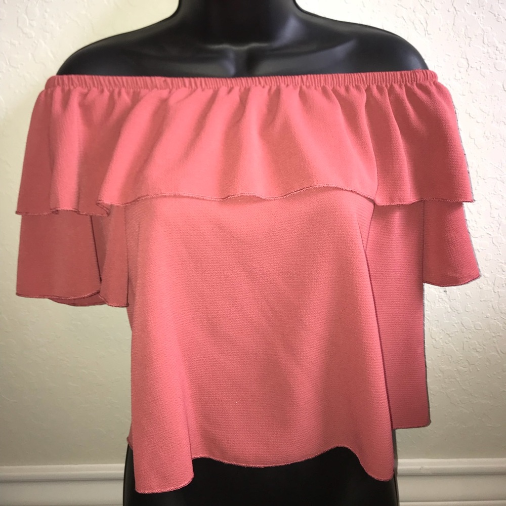 2 for $10‼️Coral colored off the shoulder top